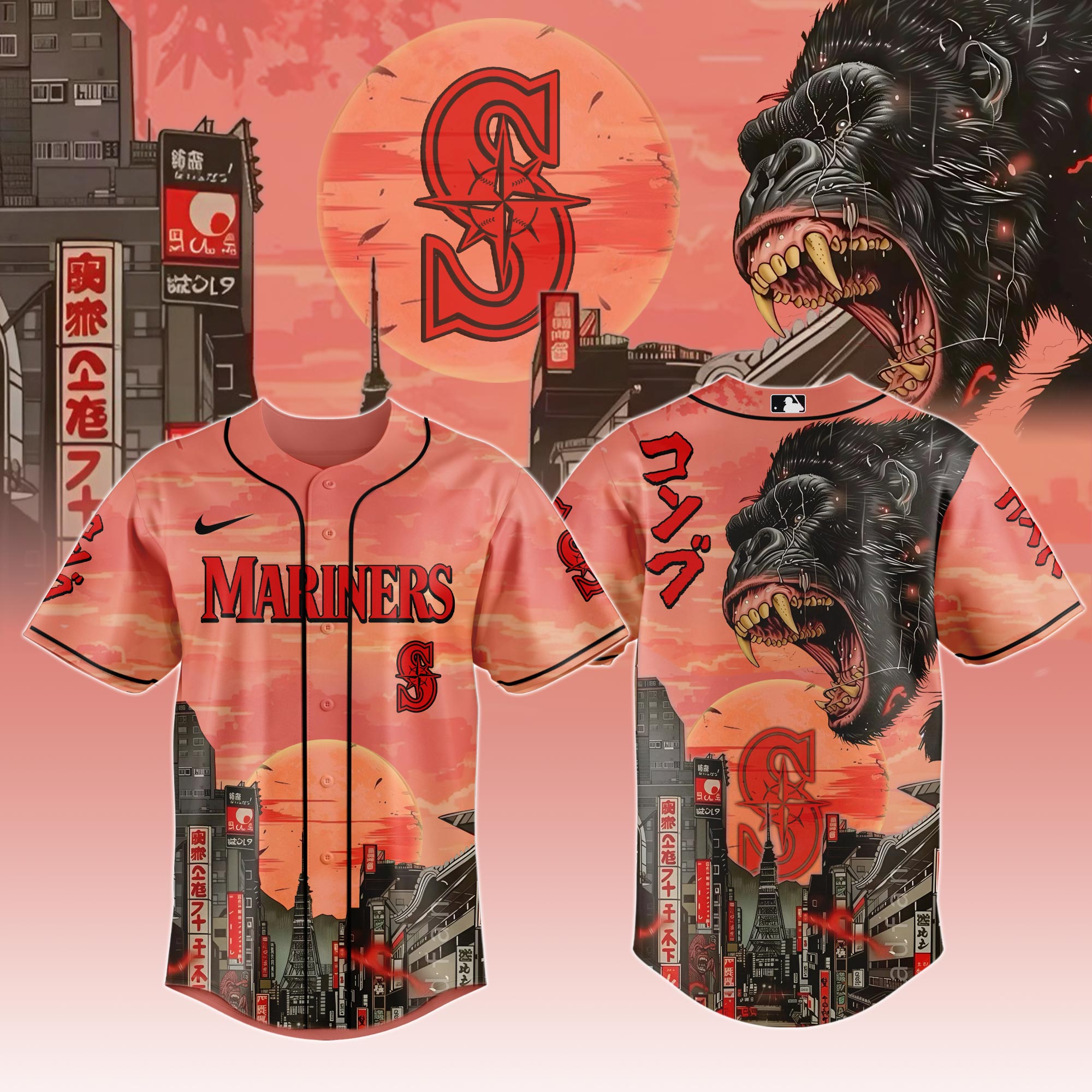 Seattle Mariners Mlb X Kong Collection 1 Custom Baseball Jersey