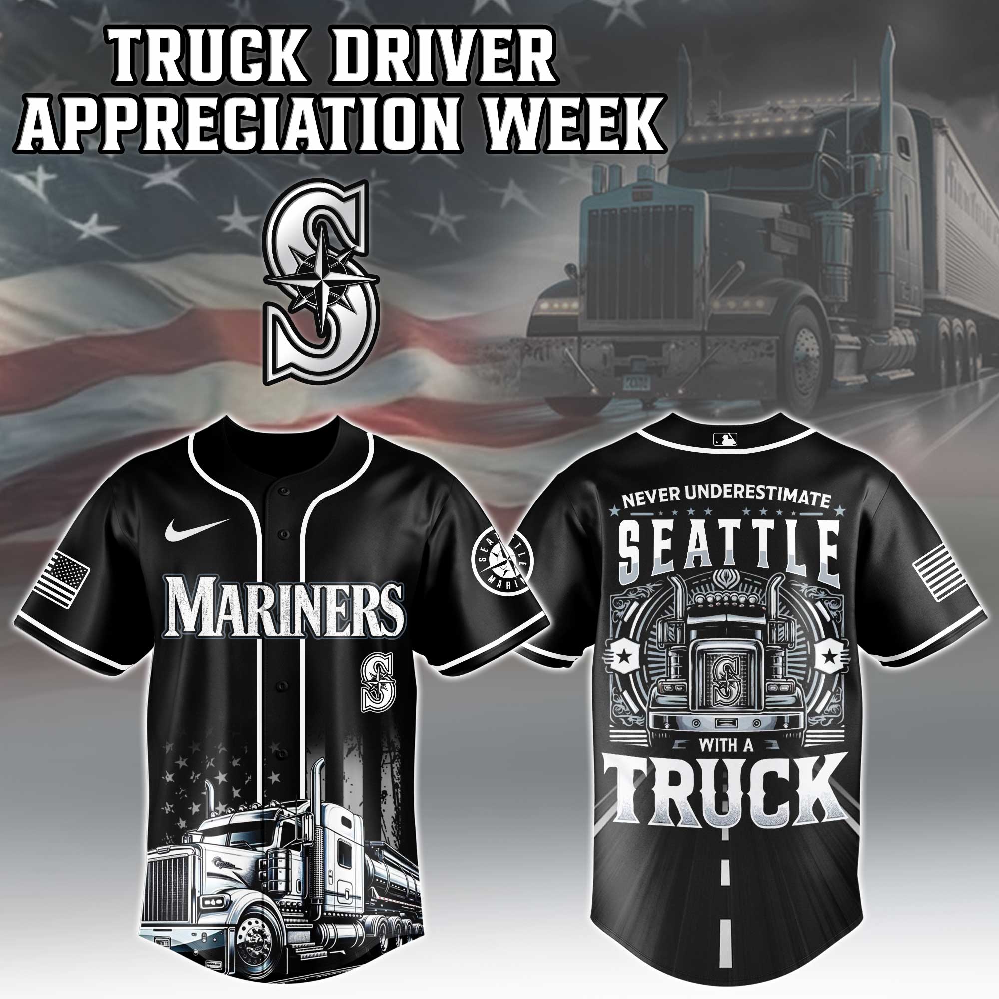 Seattle Mariners Mlb X Nation Truck Driver Appreciation Week Limited Edition Custom Baseball Jersey 2025