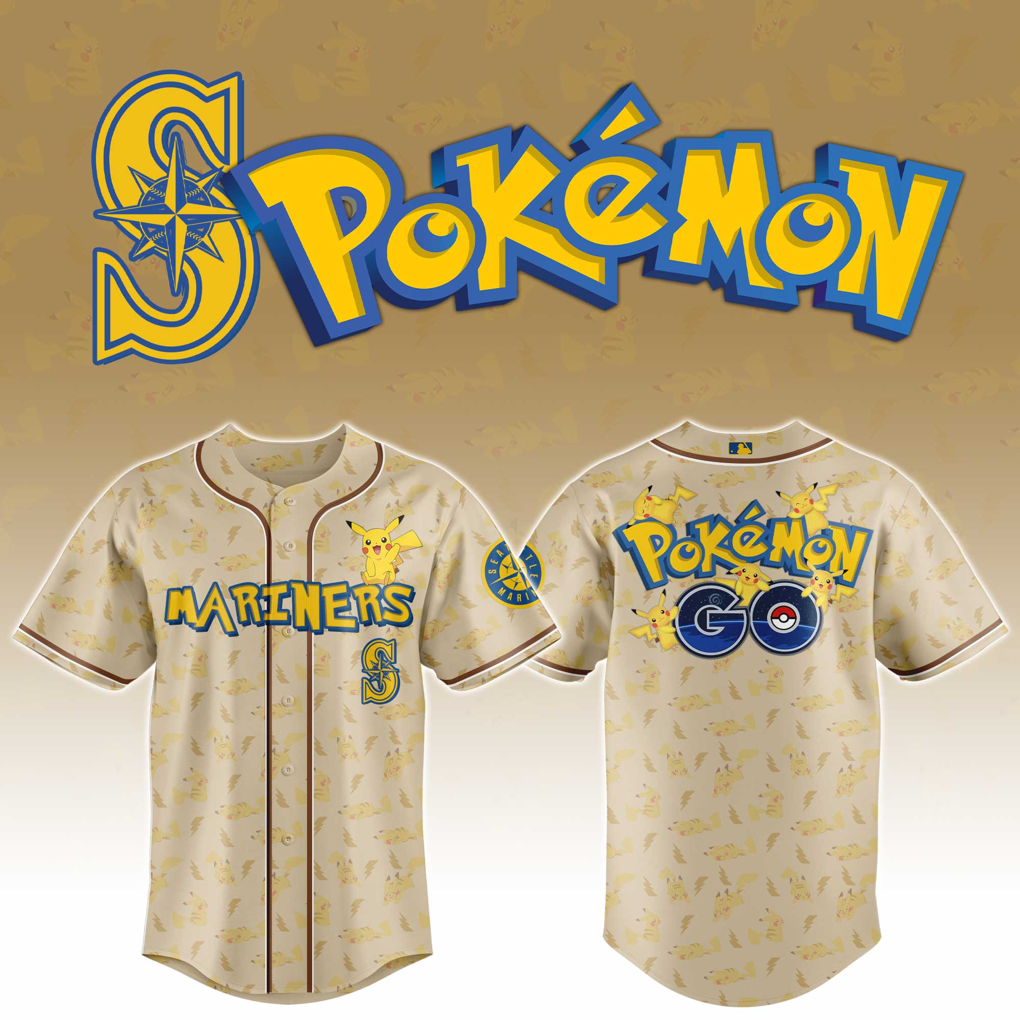 Seattle Mariners Mlb X Pokemon Go Custom Baseball Jersey