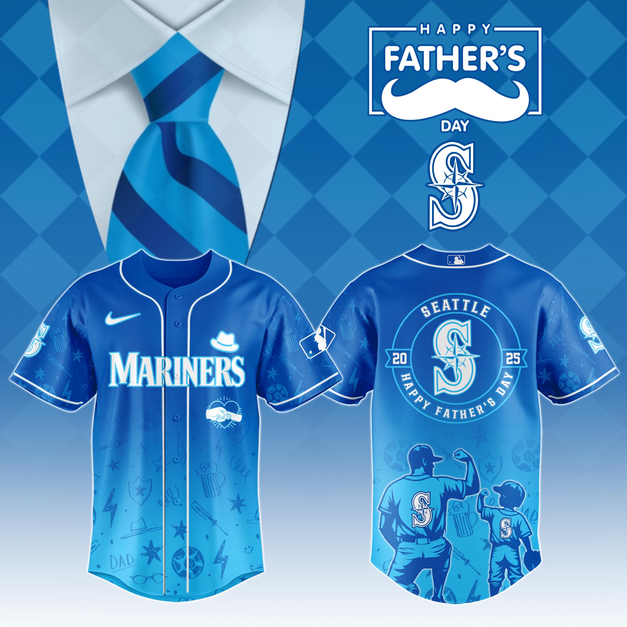 Seattle Mariners Special Father’s Day Limited Edition Custom Baseball Jersey