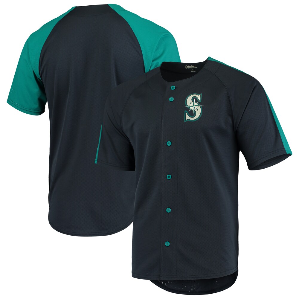 Seattle Mariners Stitches Logo Button-up Jersey - Navy