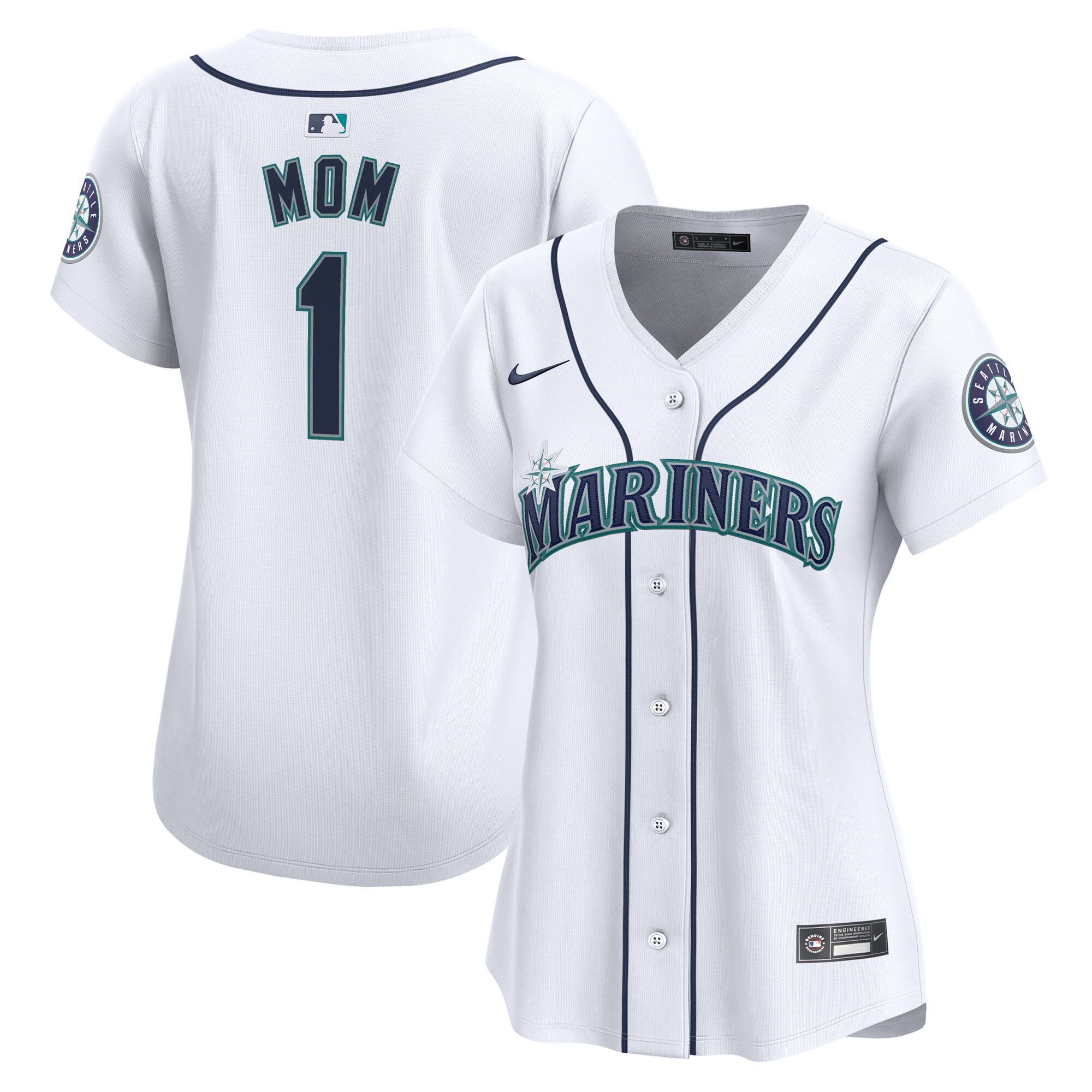 Seattle Mariners Women's #1 Mom Home Limited Jersey - White