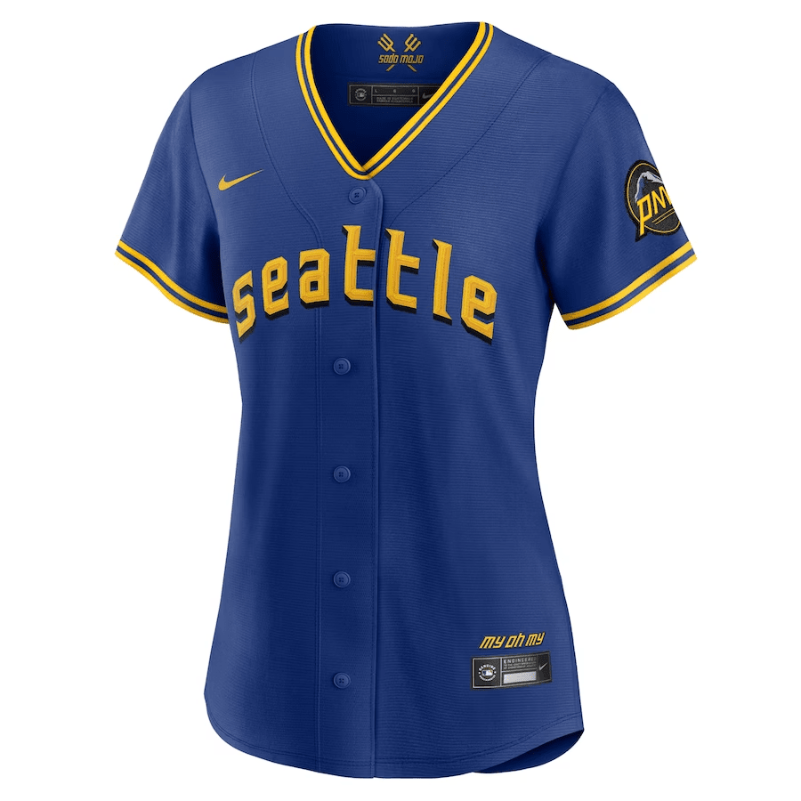 Alternative view of Seattle Mariners Women's 2023 City Connect Game Jersey - Royal 