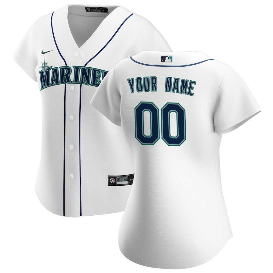 Seattle Mariners Women's Home Custom Jersey - White 