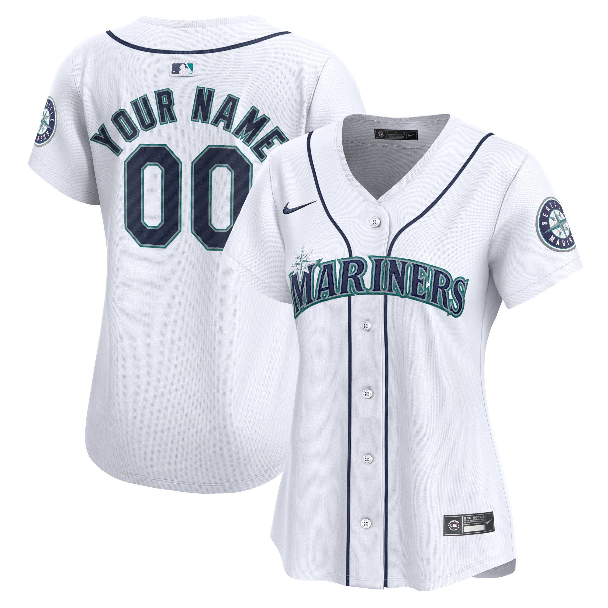 Seattle Mariners Women's Home Limited Custom Jersey - White