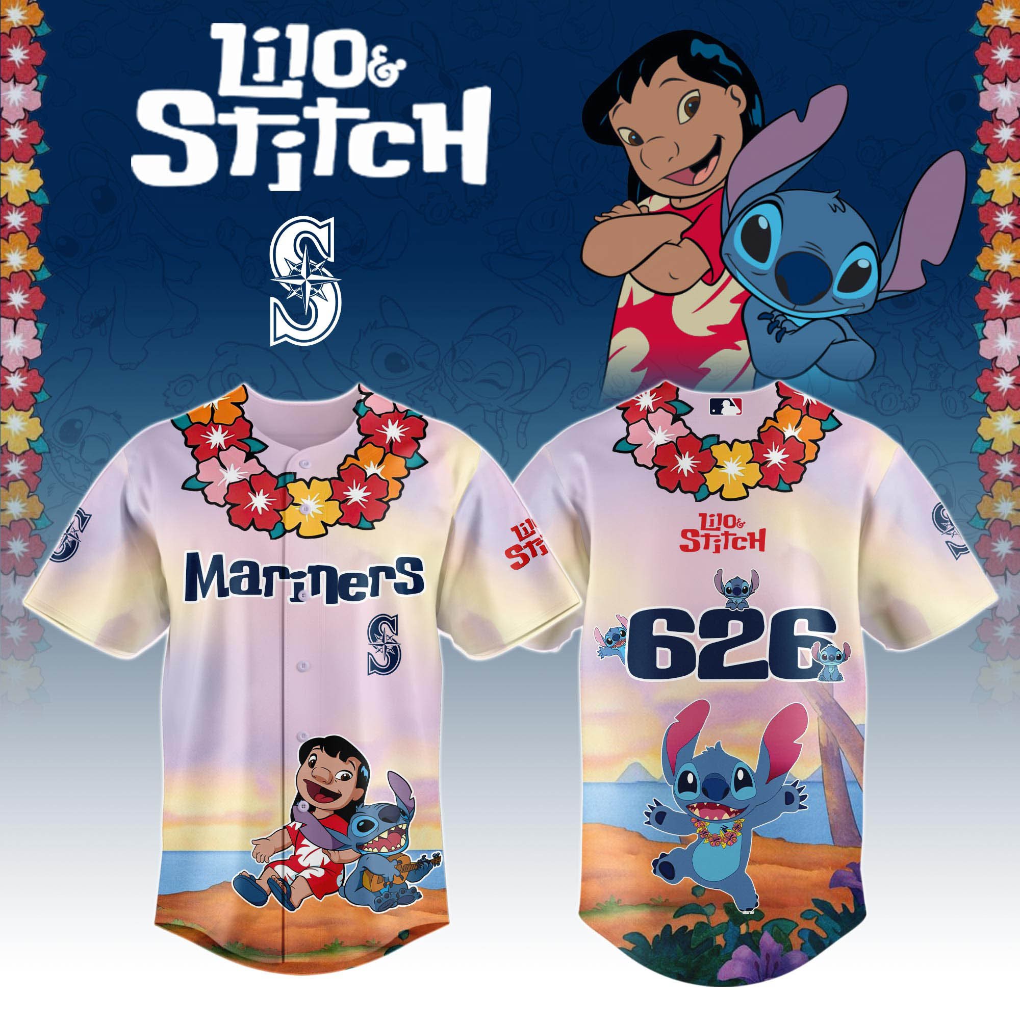 Seattle Mariners X Lilo & Stitch Special Edition Custom Baseball Jersey 2025