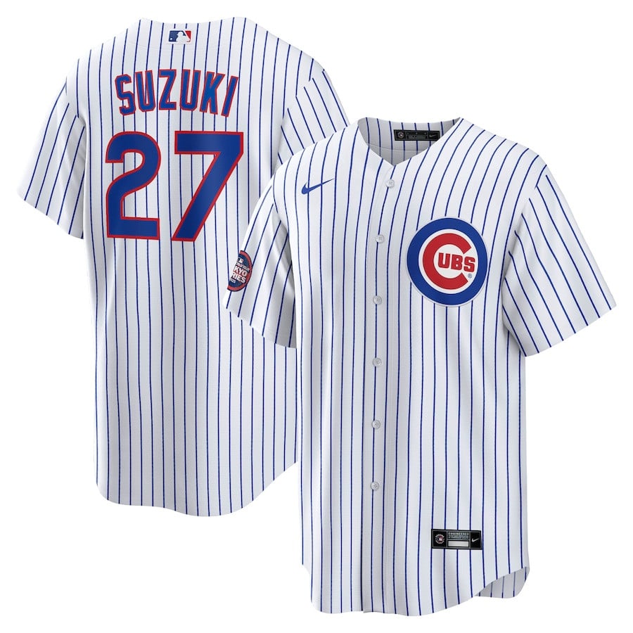 Seiya Suzuki 27 Chicago Cubs 2025 MLB World Tour: Tokyo Series Home Player Men Jersey - White