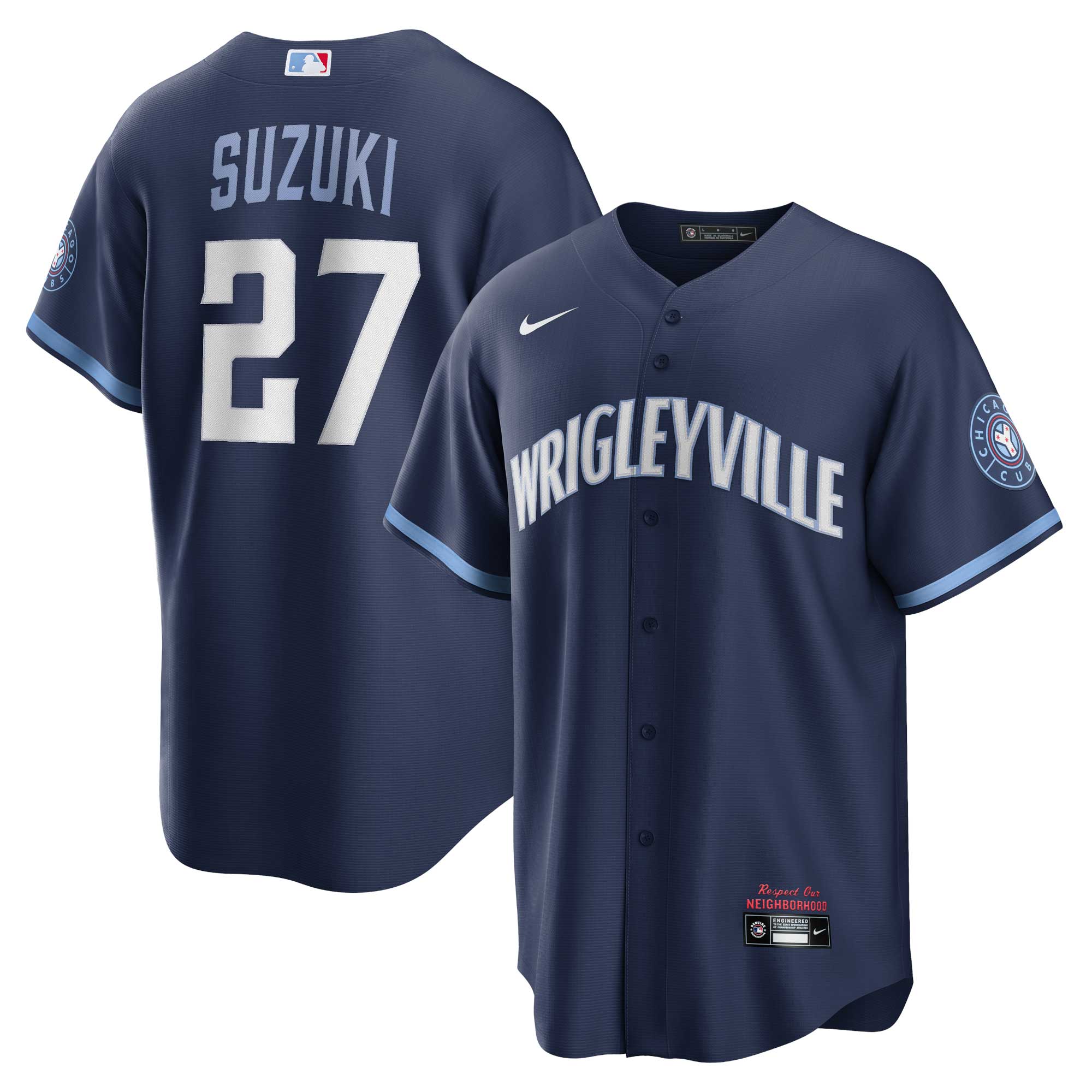 Alternative view of Seiya Suzuki Chicago Cubs City Connect Replica Player Jersey - Navy