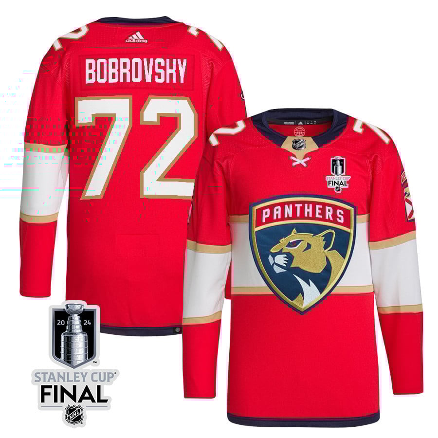 Sergei Bobrovsky 72 Florida Panthers 2024 STANLEY CUP Final Home Breakaway Jersey - Men, Red - JS277 