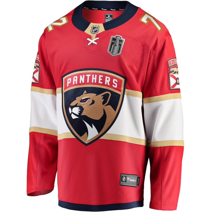 Alternative view of Sergei Bobrovsky 72 Florida Panthers 2024 Stanley Cup Final Home Breakaway Player Jersey - Red - JS931 
