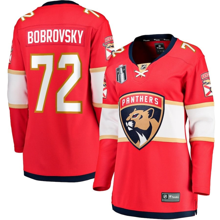 Sergei Bobrovsky 72 Florida Panthers Women's 2023 Stanley Cup Final Home Breakaway Player Jersey - Red - JS792 