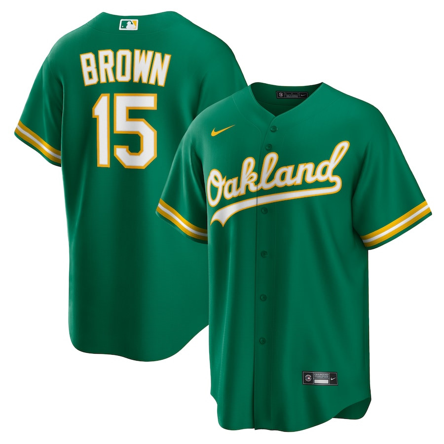 Seth Brown 15 Oakland Athletics Alternate Team Men Jersey - Kelly Green 