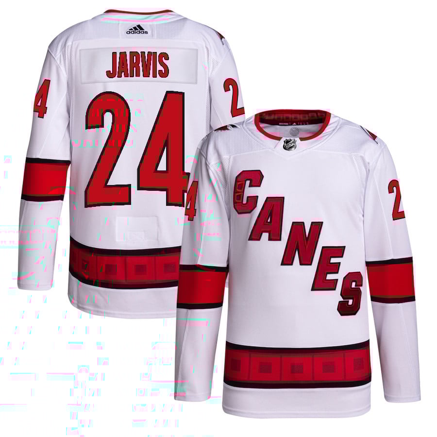 Seth Jarvis 24 Carolina Hurricanes Away Primegreen Jersey - Men, White - JS650 