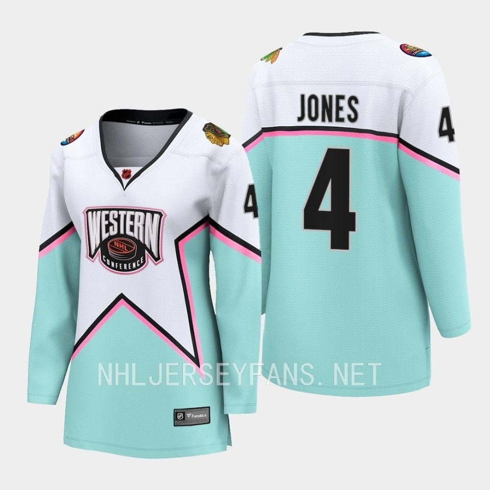 Seth Jones 4 Chicago Blackhawks White 2023 All-Star Western Conference Jersey Women - JS668 