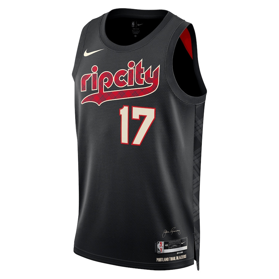 Alternative view of Shaedon Sharpe 17 Portland Trail Blazers 2023/24 City Edition Swingman Jersey - Black - JS655 