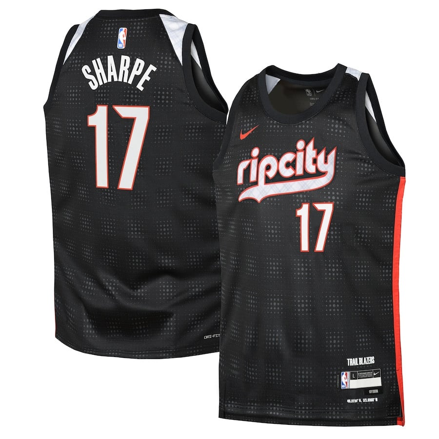 Shaedon Sharpe 17 Portland Trail Blazers 2024/25 Swingman Player YOUTH Jersey - City Edition - Black - JS822 