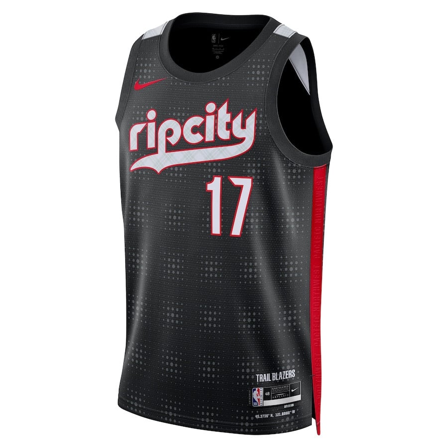 Alternative view of Shaedon Sharpe 17 Portland Trail Blazers Unisex 2024/25 Swingman Player Jersey - City Edition - Black - JS274 