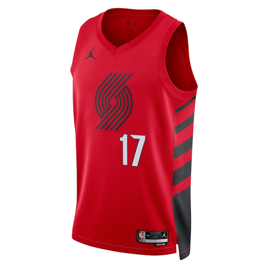 Alternative view of Shaedon Sharpe 17 Portland Trail Blazers Unisex Swingman Jersey - Statement Edition - Red - JS265 