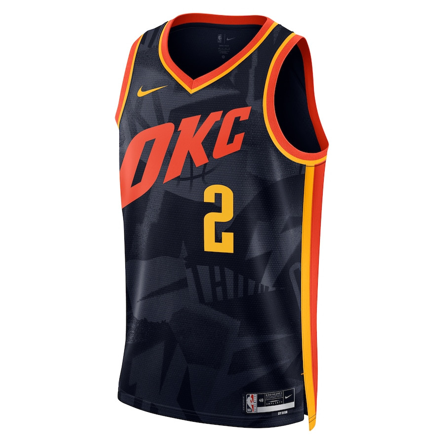 Alternative view of Shai Gilgeous-Alexander 2 Oklahoma City Thunder 2023/24 City Edition Swingman Jersey - Navy - JS959 