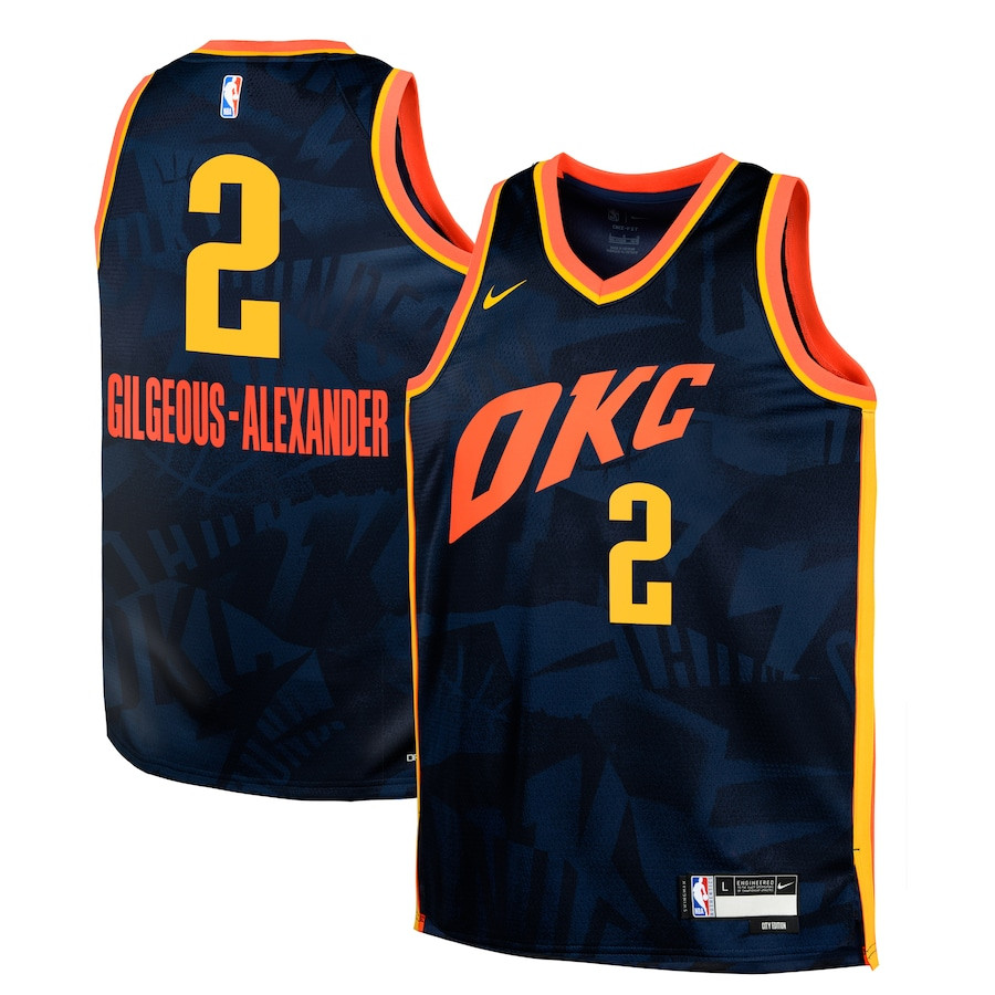 Shai Gilgeous-Alexander 2 Oklahoma City Thunder 2023/24 City Edition Swingman YOUTH Jersey - Navy - JS147 