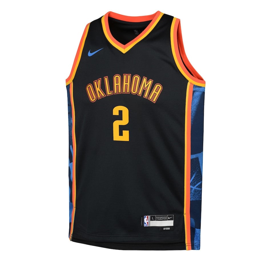 Alternative view of Shai Gilgeous-Alexander 2 Oklahoma City Thunder 2024/25 Swingman Player YOUTH Jersey - City Edition - Black - JS266 
