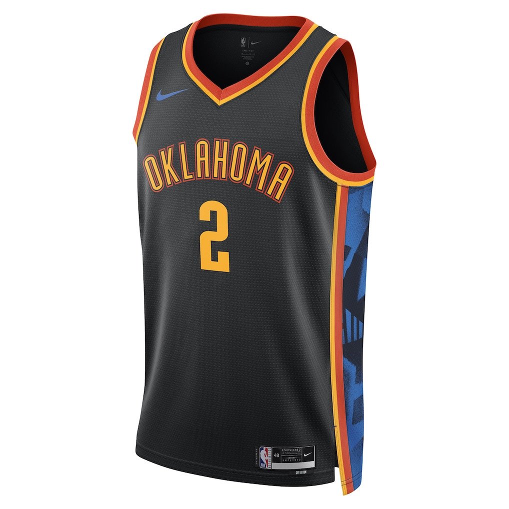 Alternative view of Shai Gilgeous-Alexander 2 Oklahoma City Thunder Unisex 2024/25 Swingman Player Jersey - City Edition - Black - JS364 