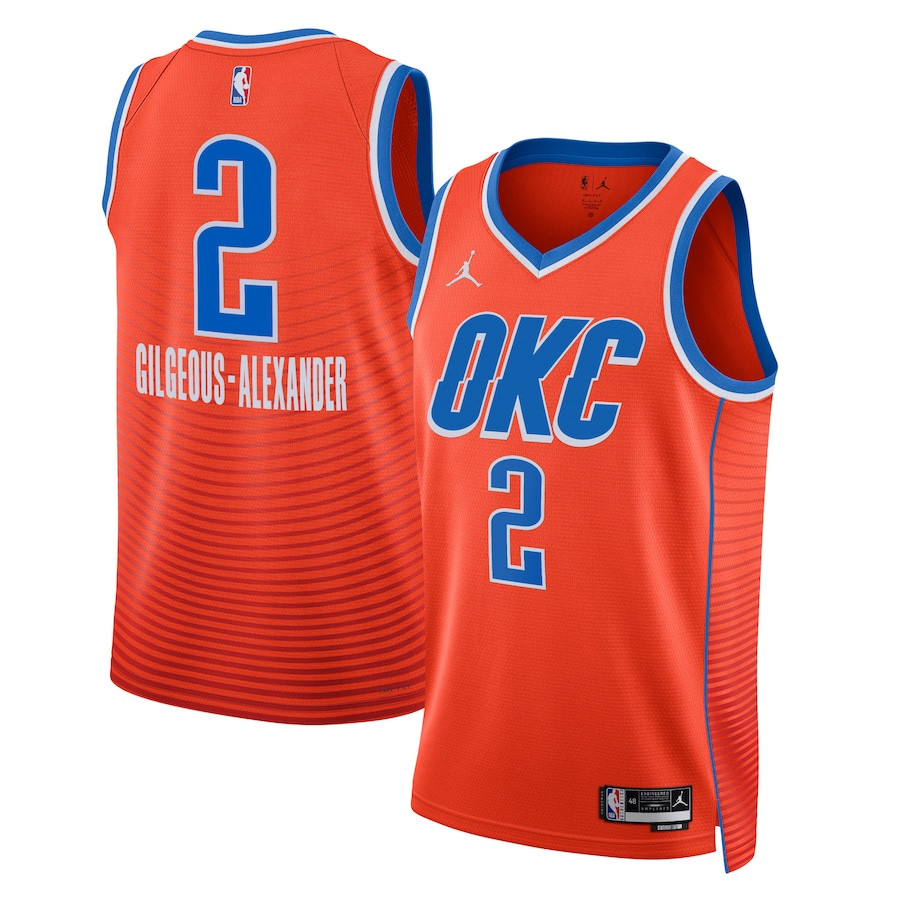 Shai Gilgeous-Alexander 2 Oklahoma City Thunder Unisex Swingman Jersey - Statement Edition - Orange - JS602 