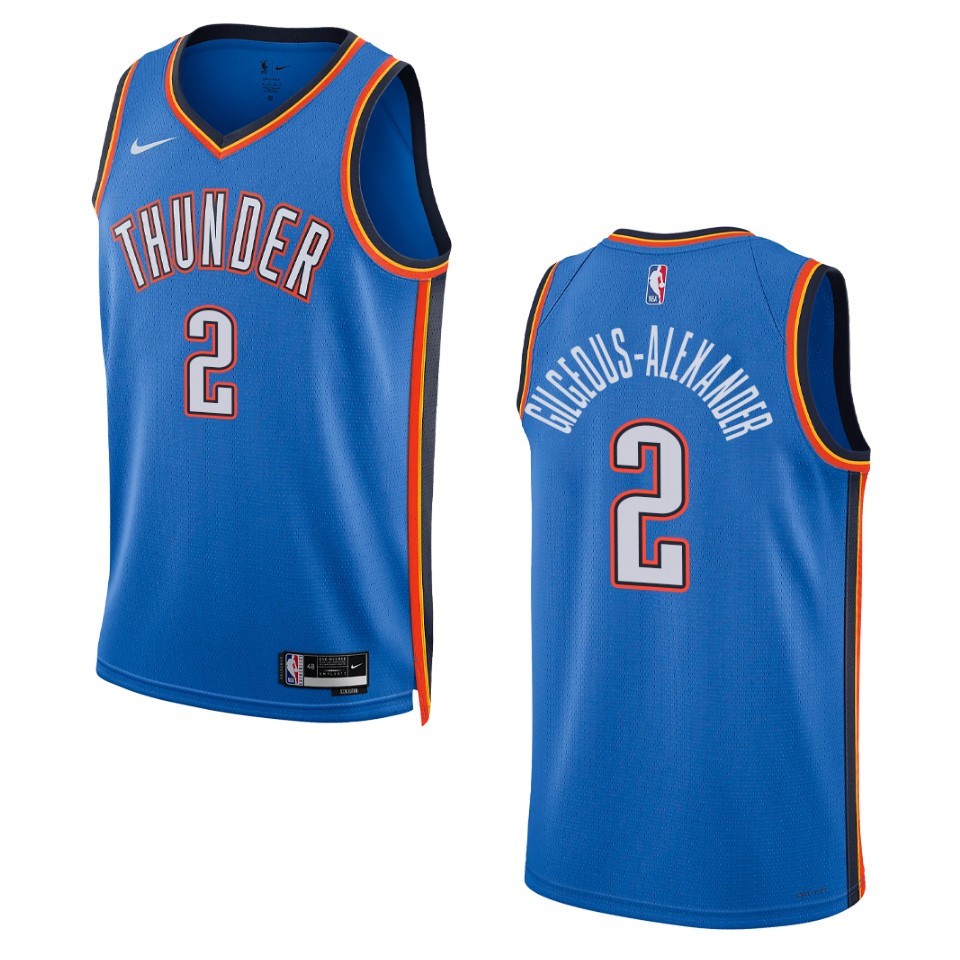 Shai Gilgeous-alexander Blue Icon Edition 2022-23 Oklahoma City Thunder Swingman Jersey