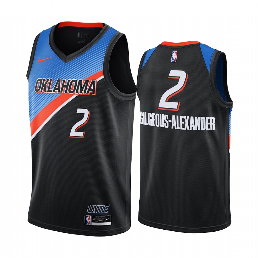 Shai Gilgeous-alexander Oklahoma City Thunder 2020-21 Black City Edition Jersey Player