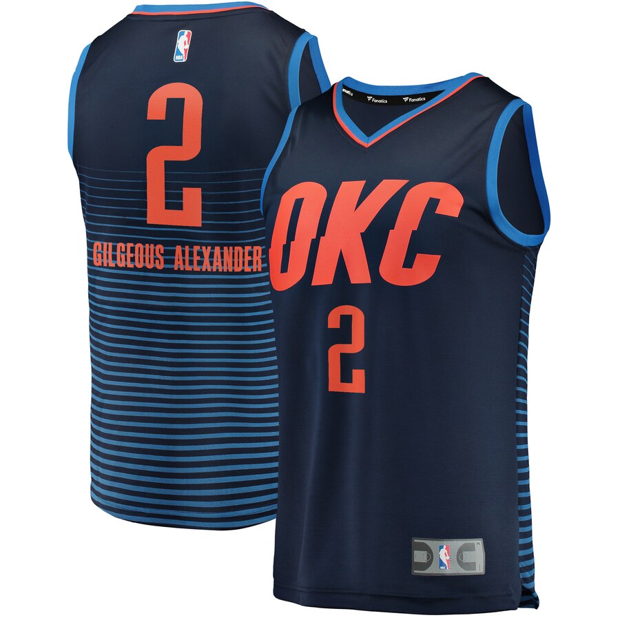Shai Gilgeous-alexander Oklahoma City Thunder Fanatics Branded Fast Break Player Jersey – Statement Edition – Navy