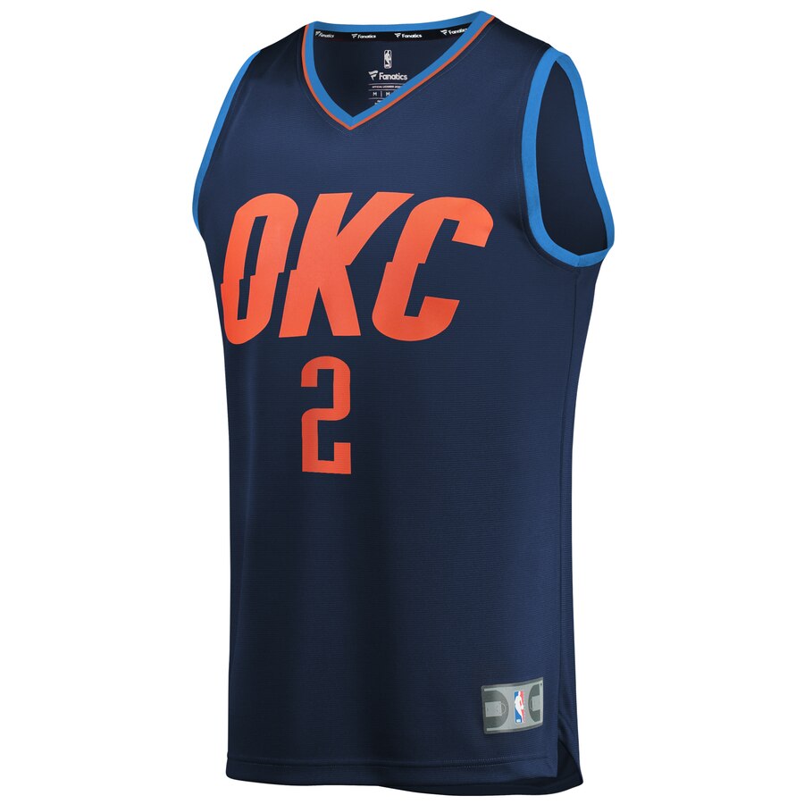 Alternative view of Shai Gilgeous-alexander Oklahoma City Thunder Fanatics Branded Youth Fast Break Player Jersey - Statement Edition - Navy