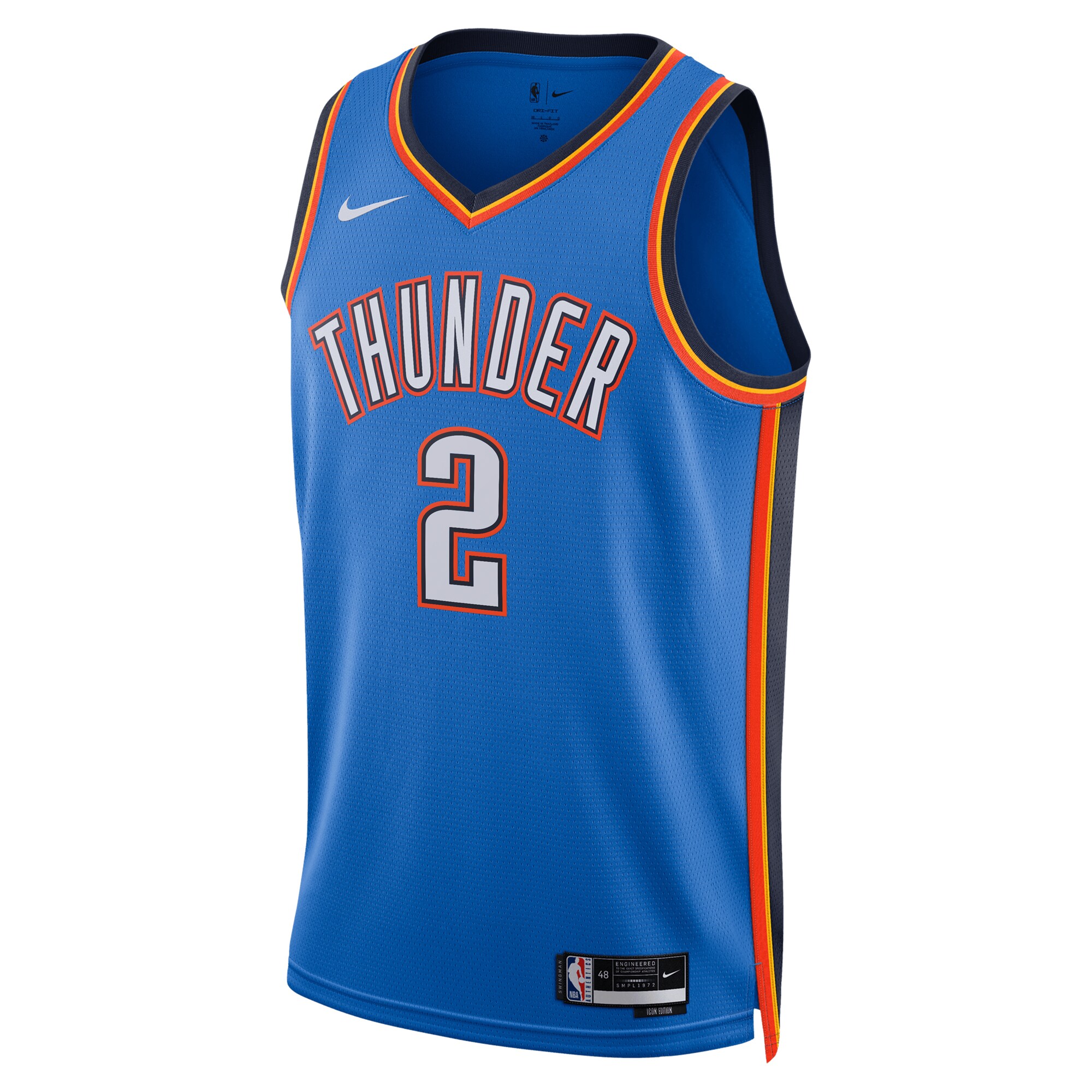 Alternative view of Shai Gilgeous-alexander Oklahoma City Thunder Unisex Badge Swingman Replica Jersey - Icon Edition - Blue