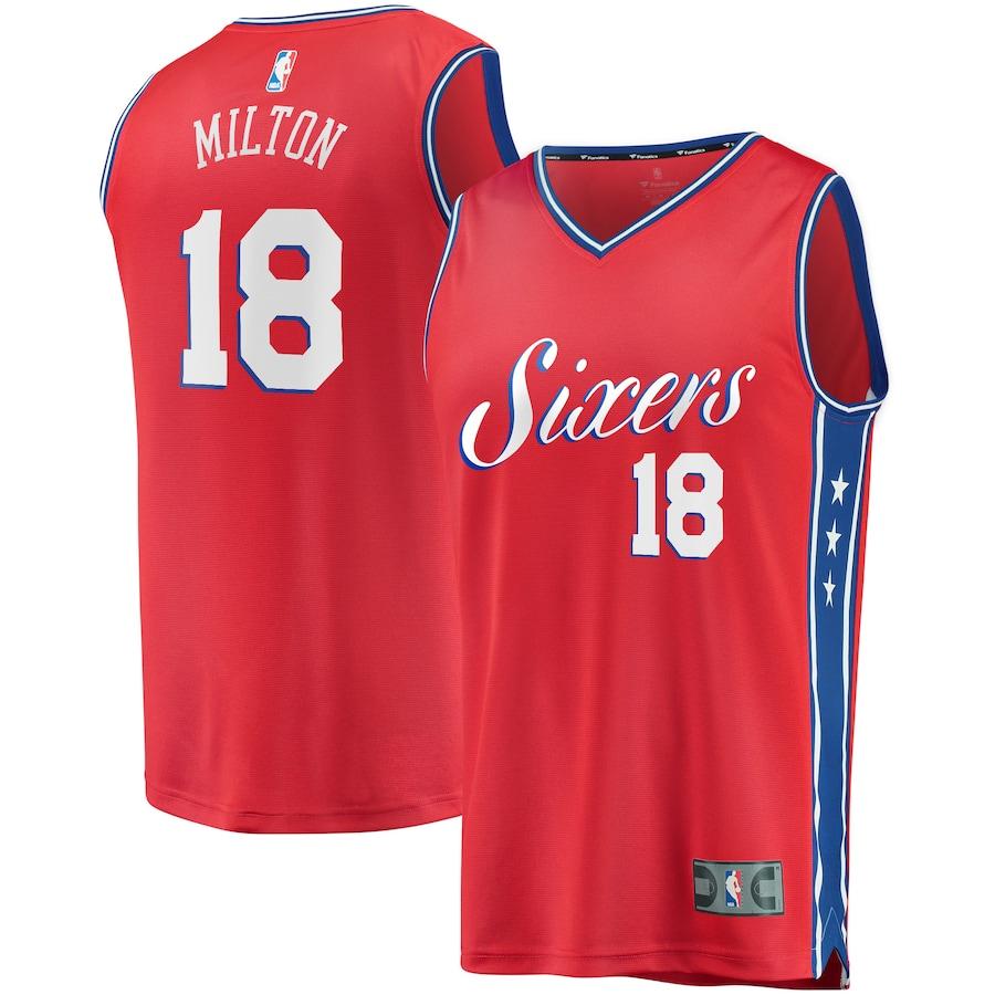 Shake Milton Philadelphia 76ers Fanatics Branded Fast Break Replica Player Team Jersey - Statement Edition - Red