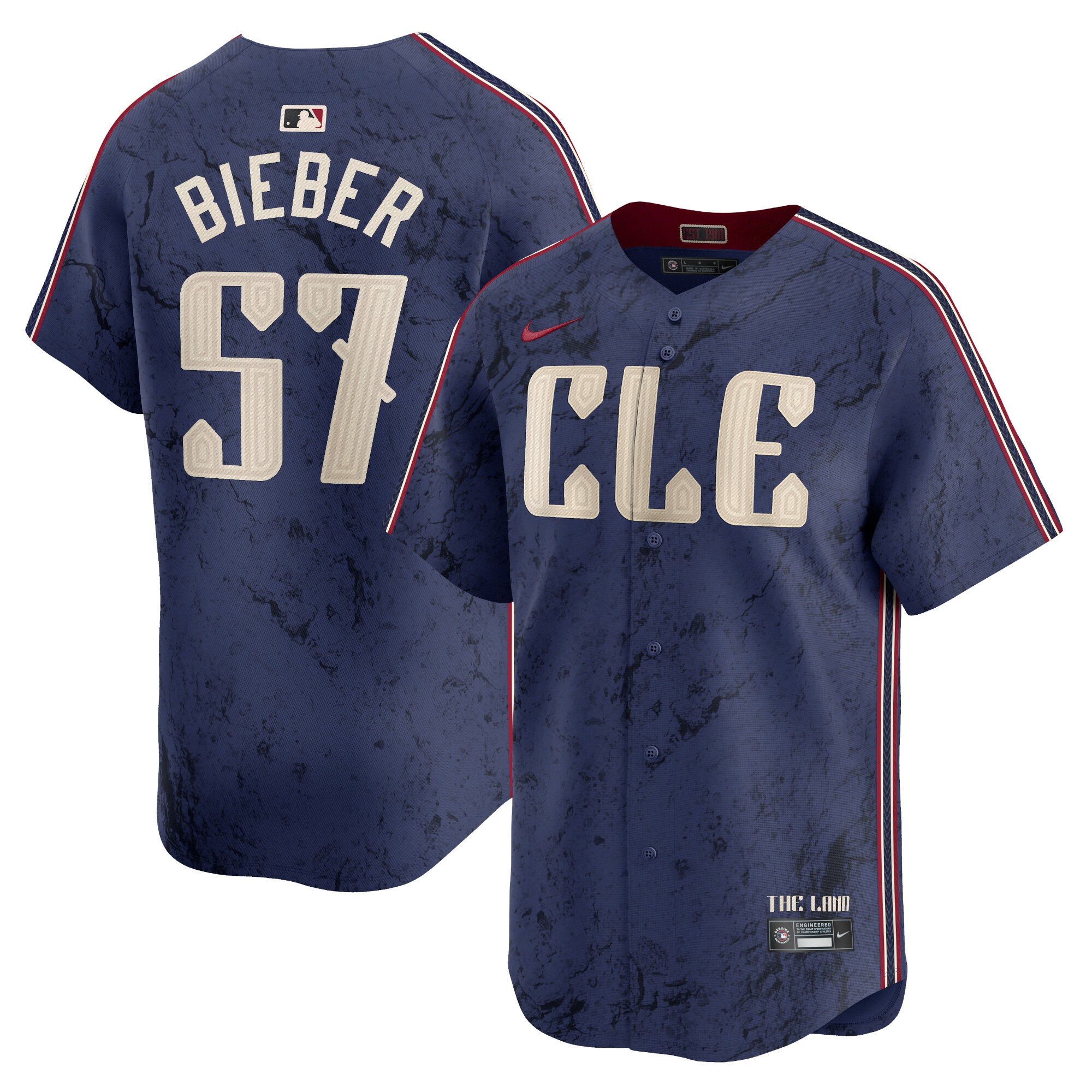 Shane Bieber Cleveland Guardians 2024 City Connect Limited Jersey - Navy