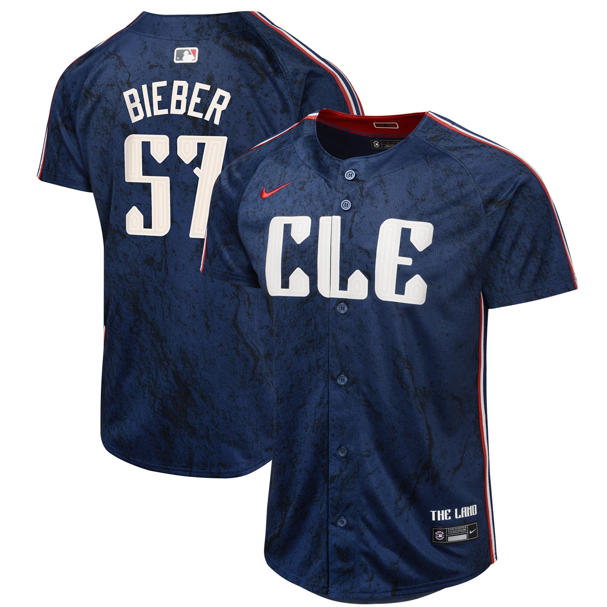 Shane Bieber Cleveland Guardians Youth 2024 City Connect Limited Jersey - Navy