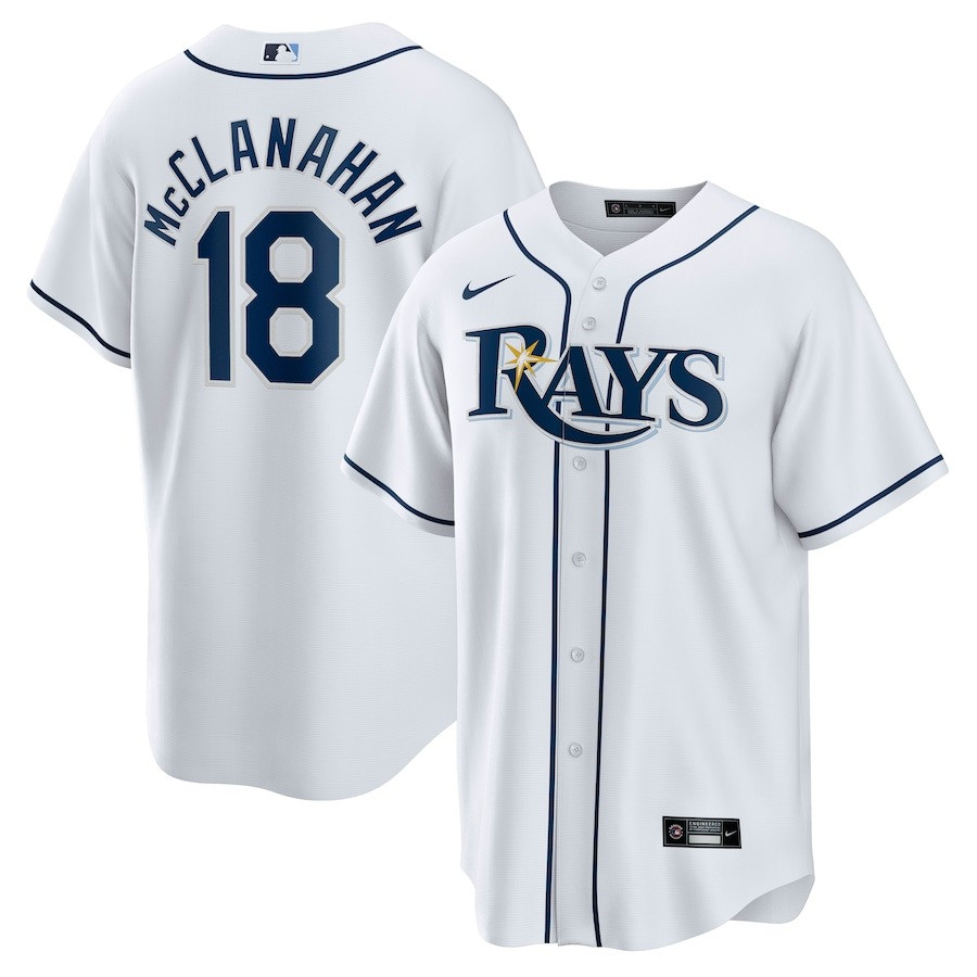 Shane McClanahan 18 Tampa Bay Rays Home Team Men Jersey - White - JS779 