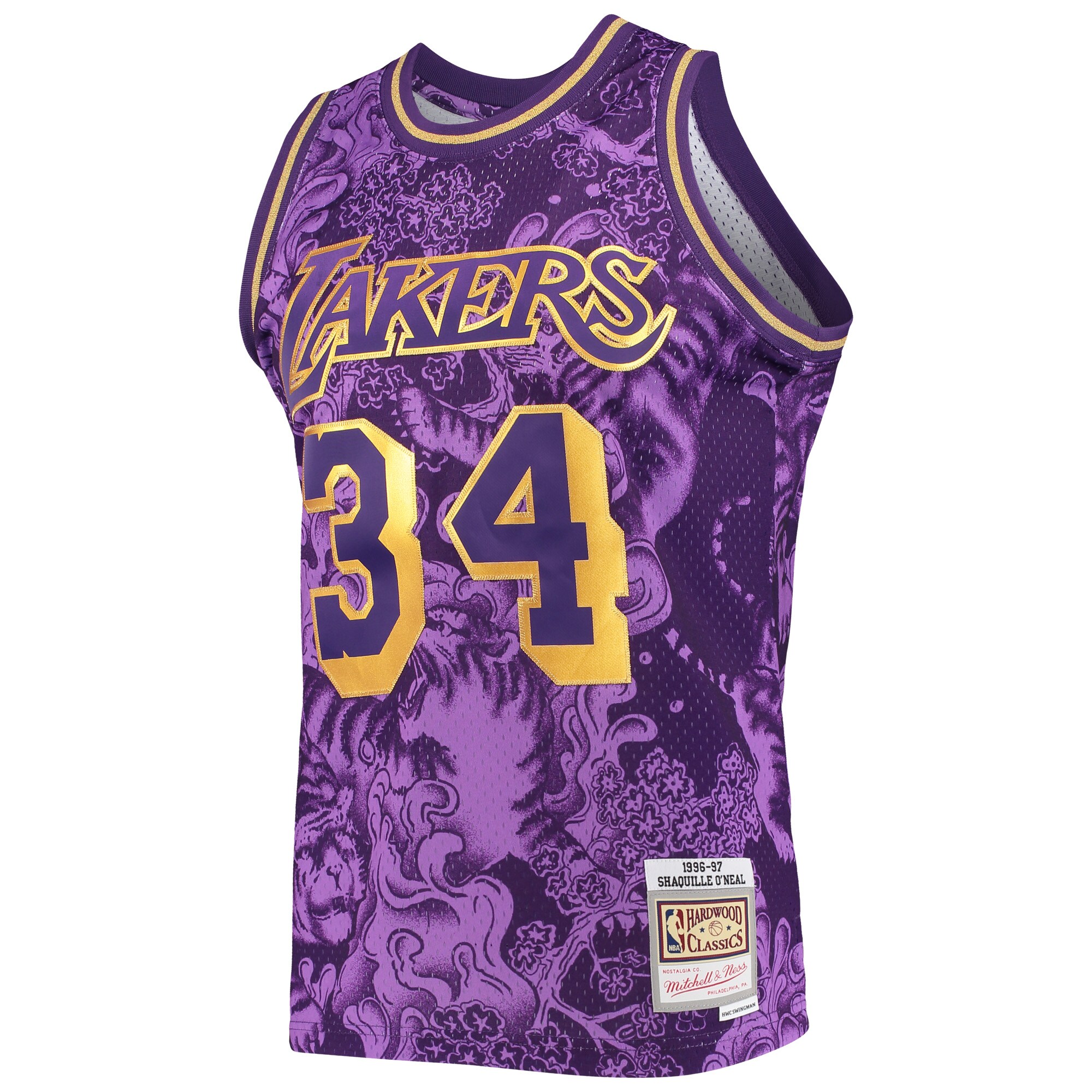 Alternative view of Shaquille O'neal Los Angeles Lakers Mitchell & Ness Hardwood Classics 1996/97 Lunar New Year Swingman Jersey - Purple