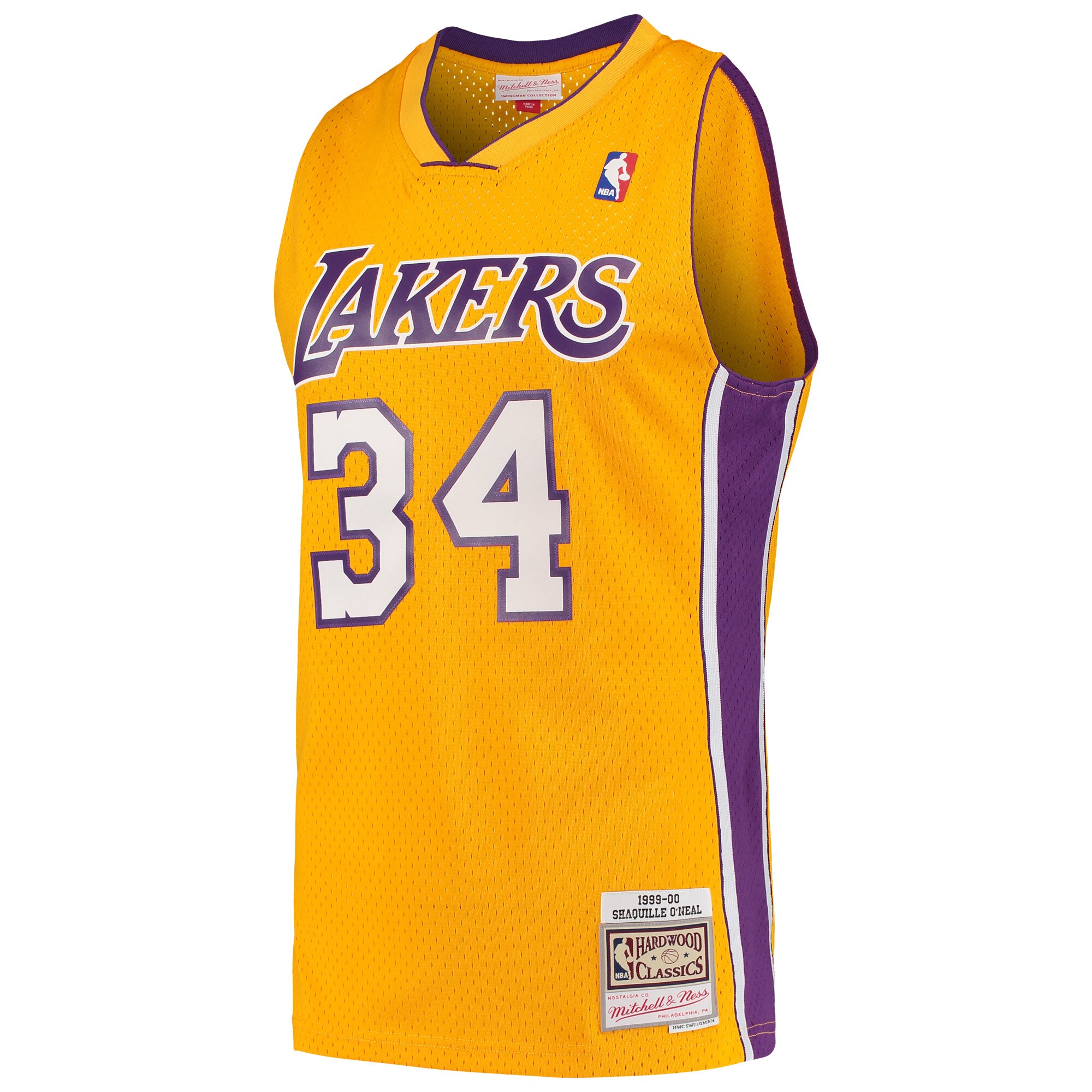 Alternative view of Shaquille O'neal Los Angeles Lakers Mitchell & Ness Hardwood Classics Swingman Jersey - Gold