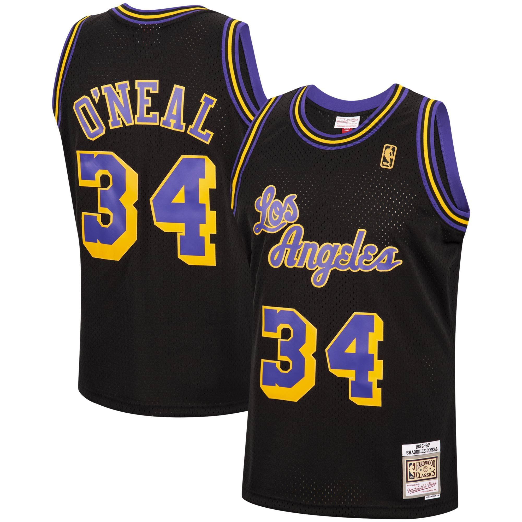 Shaquille O'neal Los Angeles Lakers Mitchell & Ness 1996-97 Hardwood Classics Reload Swingman Jersey - Black - JS805 