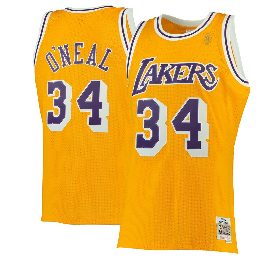 Shaquille O'neal Los Angeles Lakers Mitchell & Ness 1996-97 Hardwood Classics Swingman Jersey - Gold