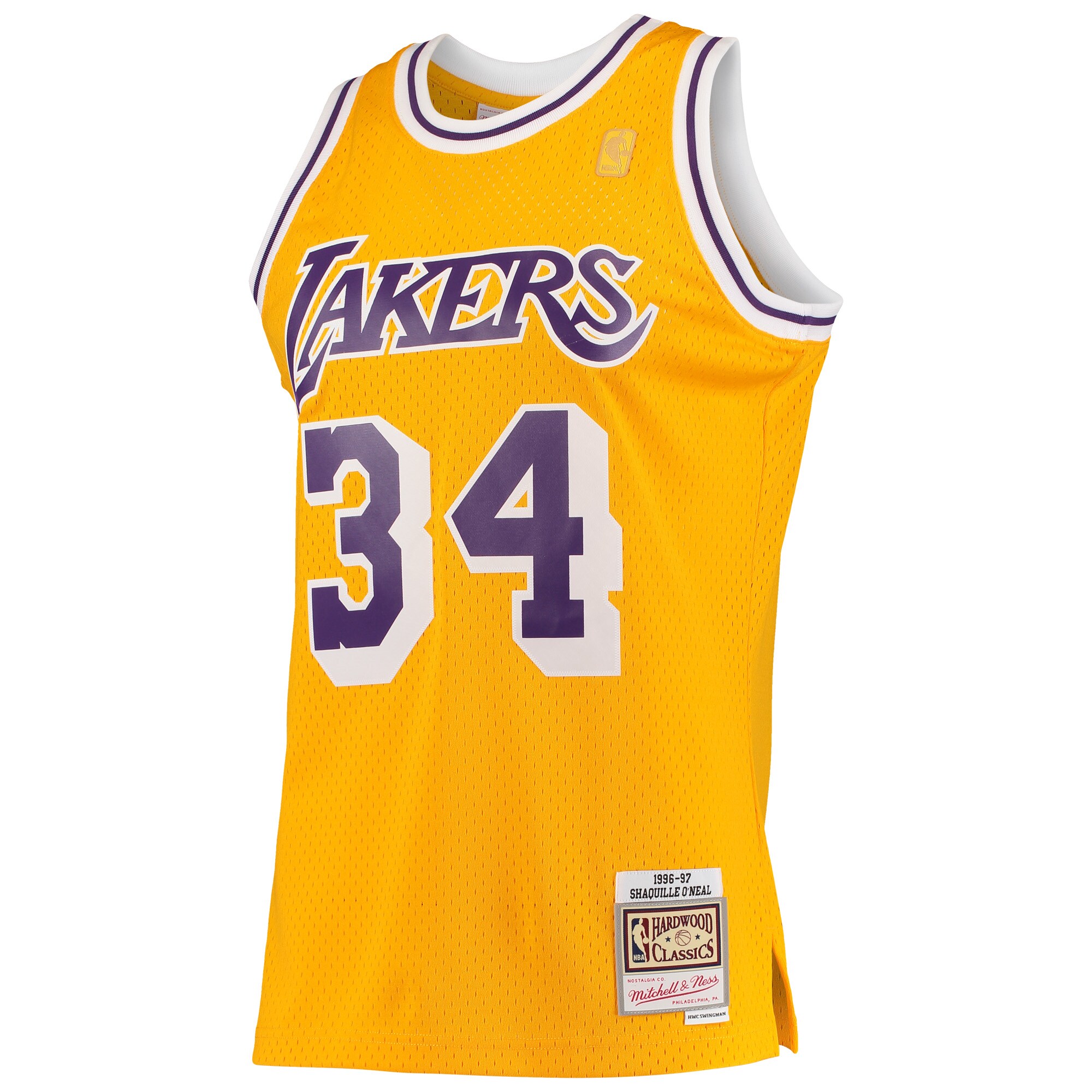 Alternative view of Shaquille O'neal Los Angeles Lakers Mitchell & Ness 1996/97 Hardwood Classics Swingman Jersey - Gold