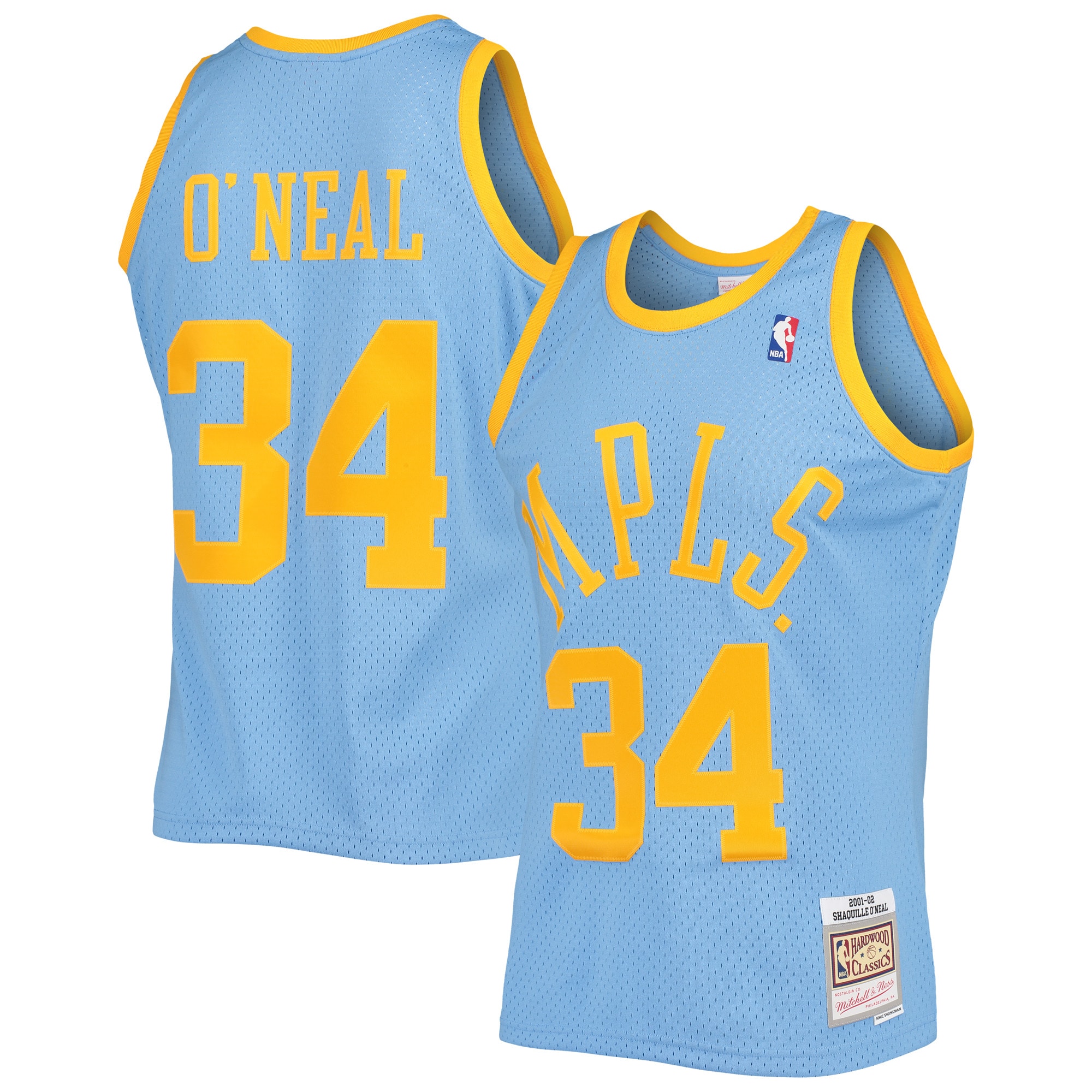 Shaquille O'neal Los Angeles Lakers Mitchell & Ness 2001/02 Hardwood Classics Swingman Jersey - Powder Blue