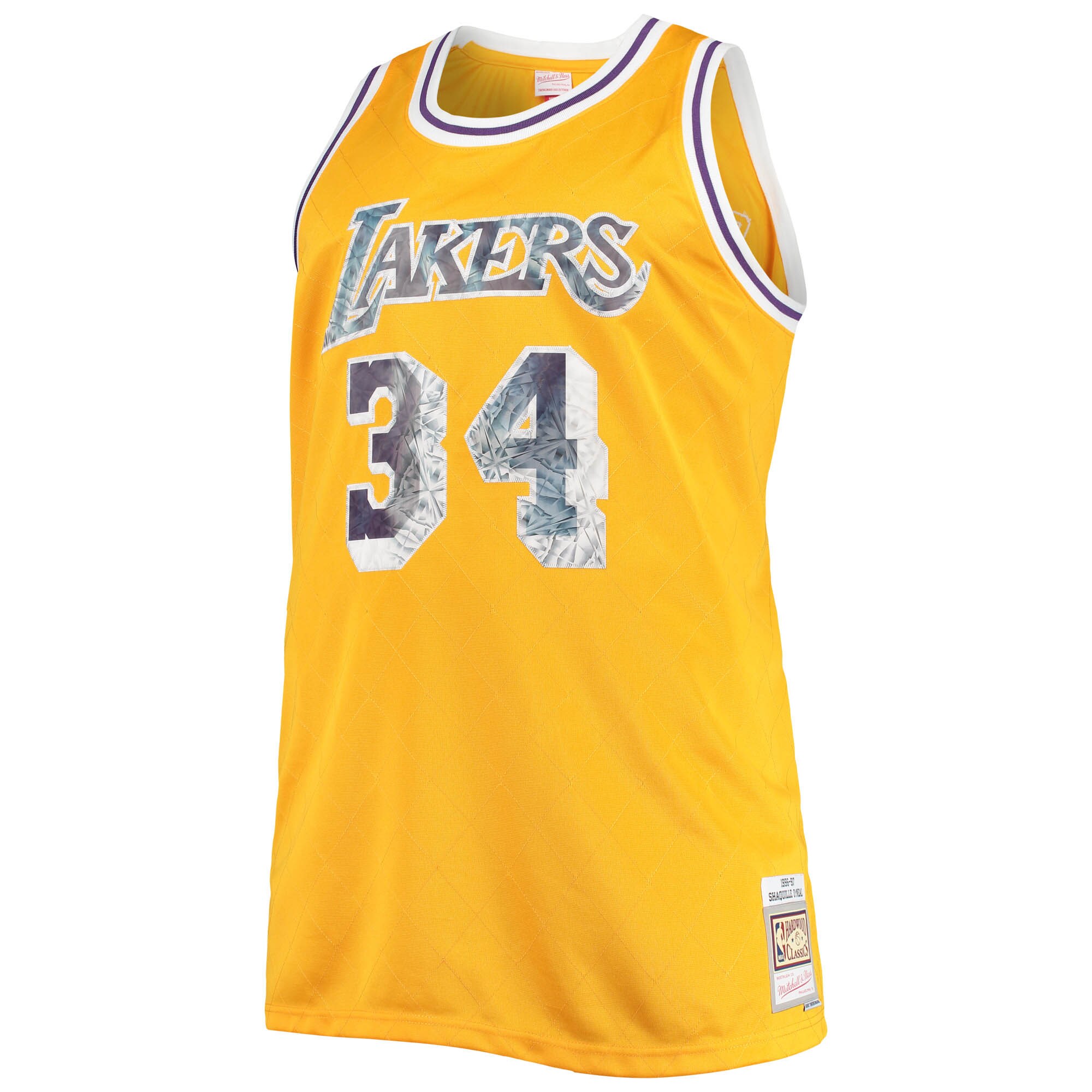 Alternative view of Shaquille O'neal Los Angeles Lakers Mitchell & Ness Big & Tall 1996-97 Nba 75th Anniversary Diamond Swingman Jersey - Gold