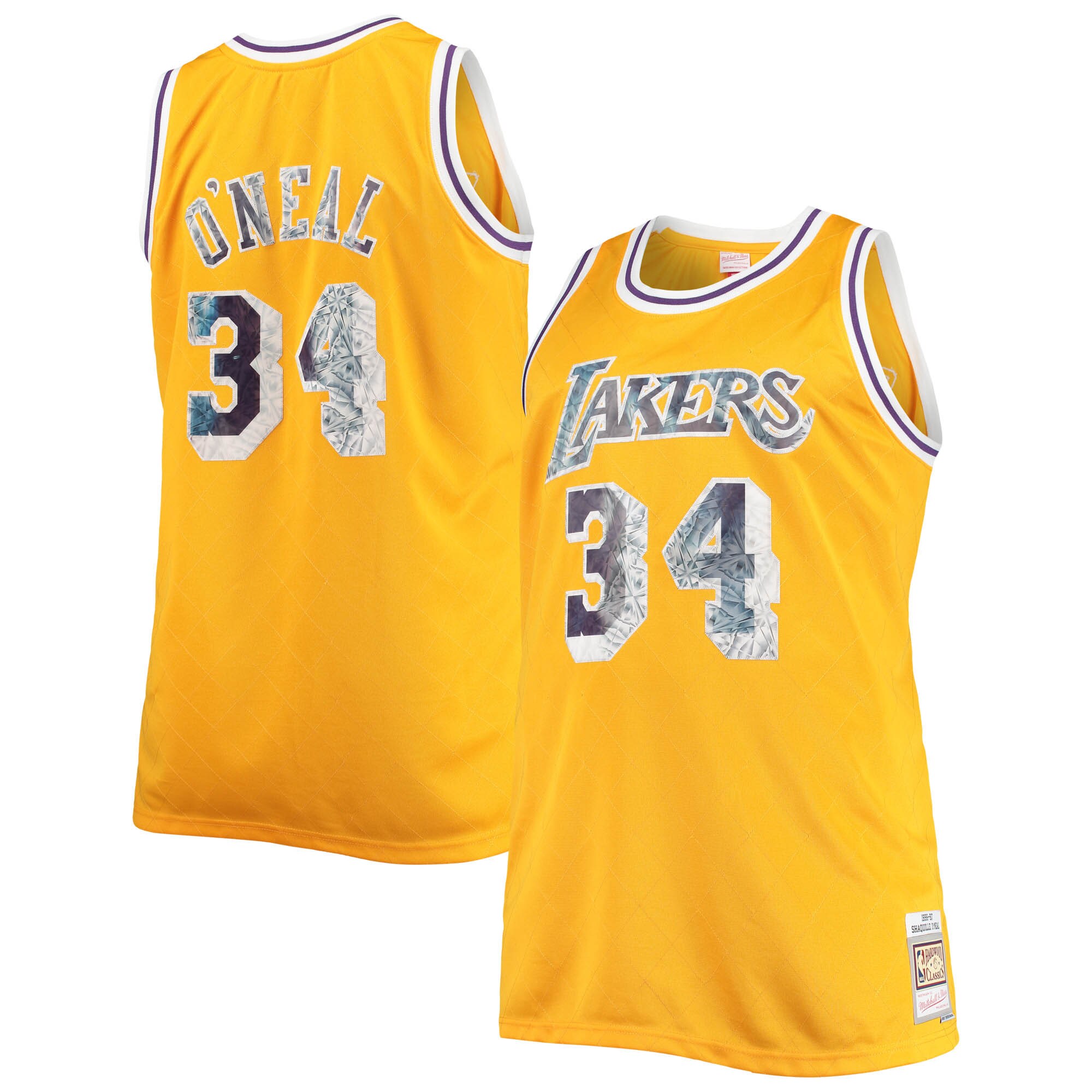 Shaquille O'neal Los Angeles Lakers Mitchell & Ness Big & Tall 1996-97 Nba 75th Anniversary Diamond Swingman Jersey - Gold