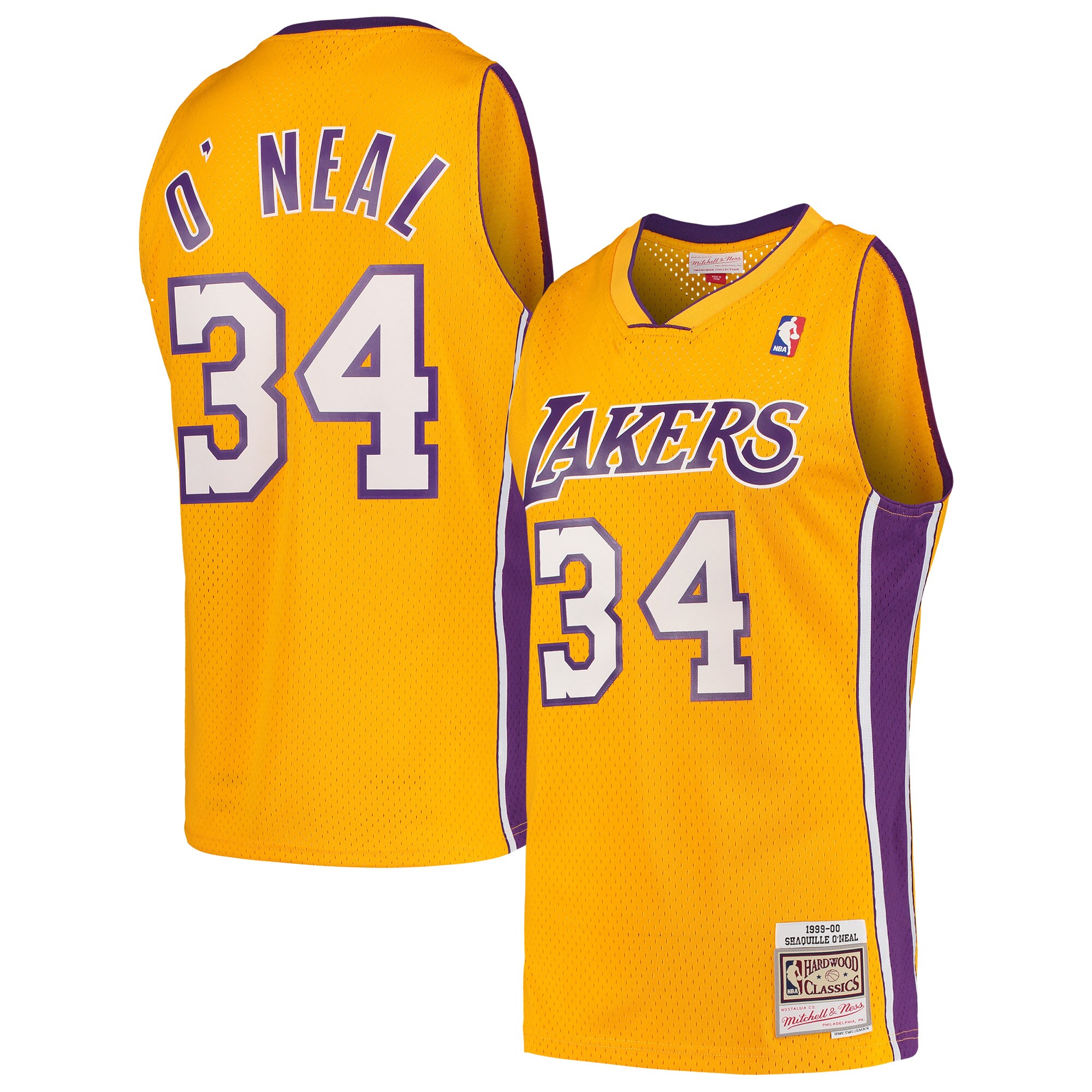 Alternative view of Shaquille O'neal Los Angeles Lakers Mitchell & Ness Hardwood Classics 1999/00 Swingman Jersey - Gold