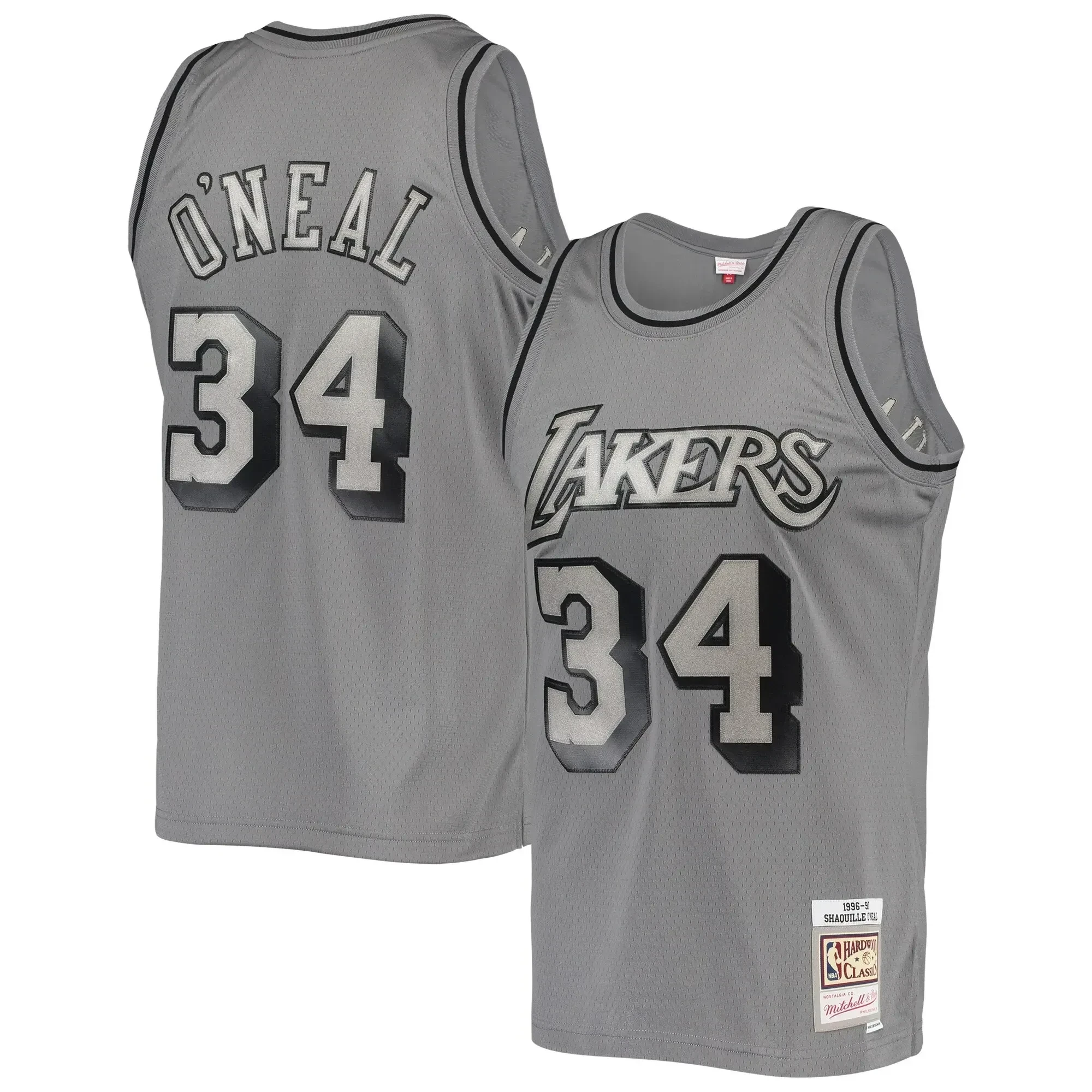 Shaquille O'neal Los Angeles Lakers Mitchell & Ness Hardwood Classics Retired Player 1996/97 Metal Works Swingman Jersey – Charcoal - JS629 