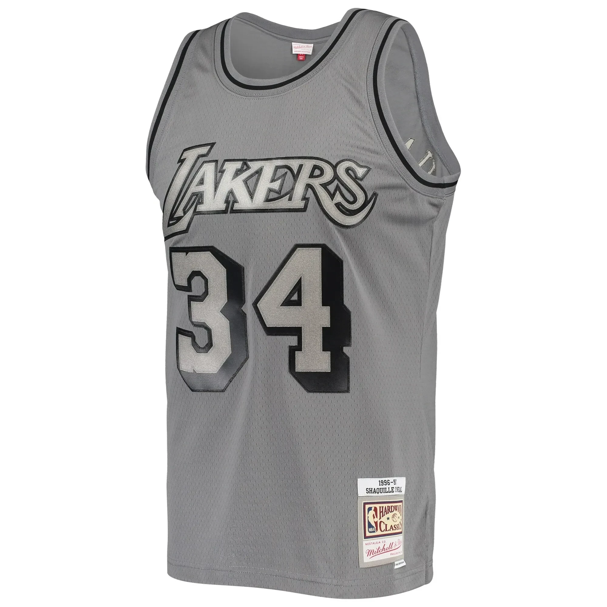 Alternative view of Shaquille O'neal Los Angeles Lakers Mitchell & Ness Hardwood Classics Retired Player 1996/97 Metal Works Swingman Jersey – Charcoal - JS629 