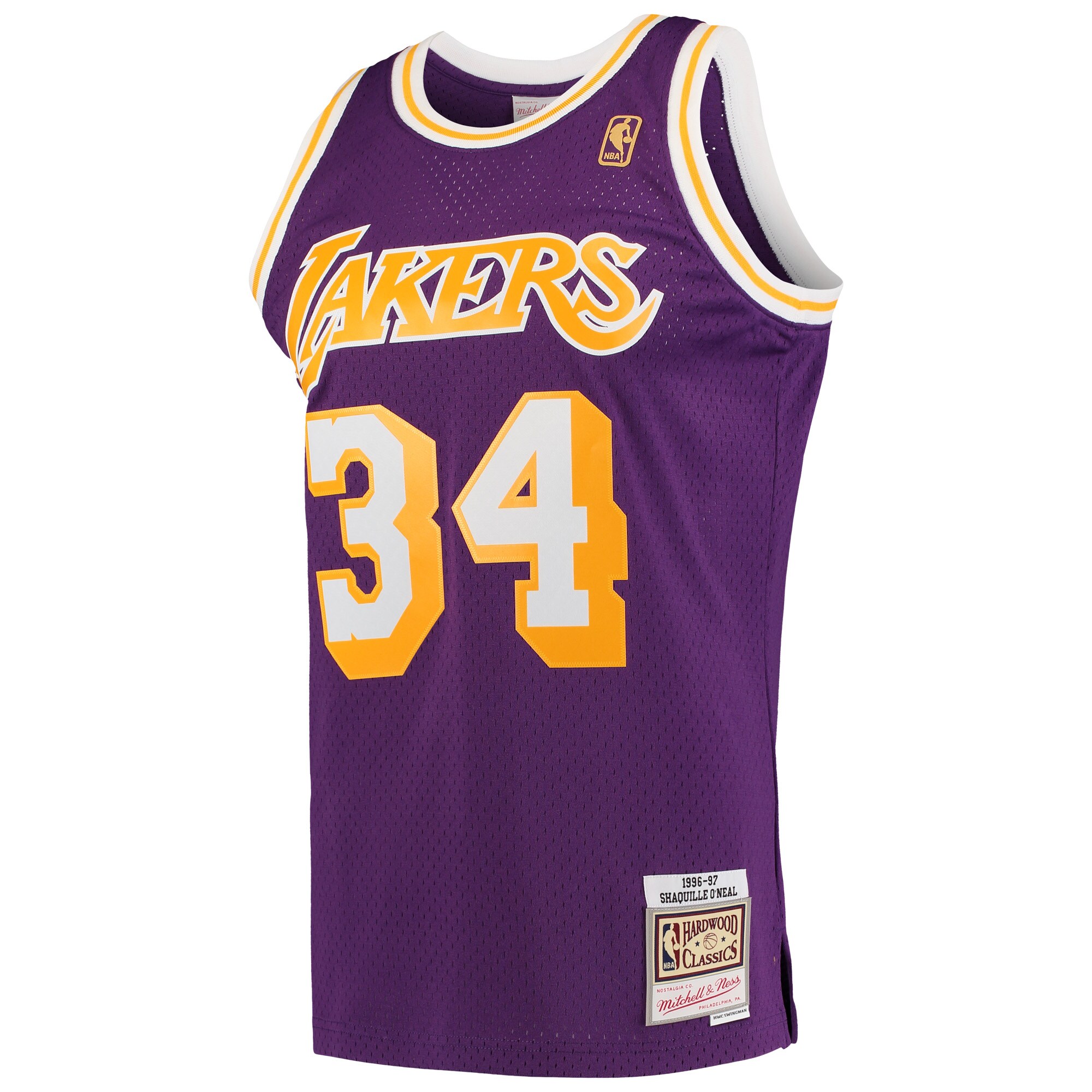 Alternative view of Shaquille O'neal Los Angeles Lakers Mitchell & Ness Hardwood Classics Swingman Jersey - Purple