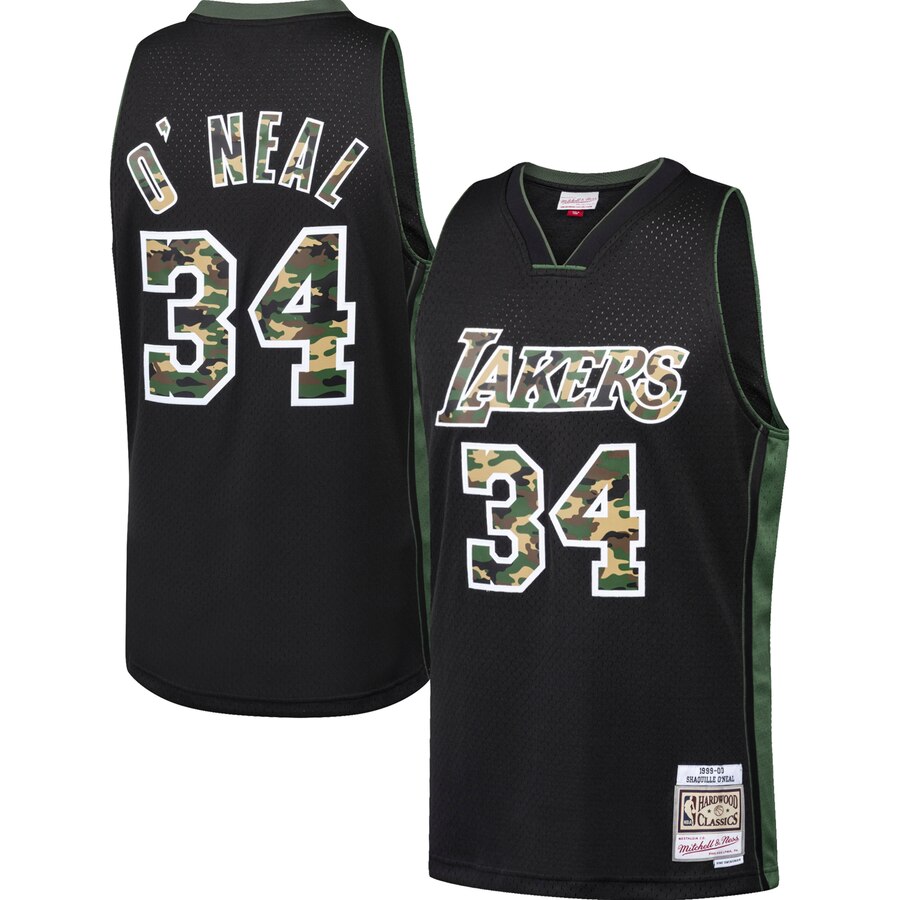 Shaquille O'neal Los Angeles Lakers Mitchell & Ness Straight Fire Camo Swingman Jersey - Black