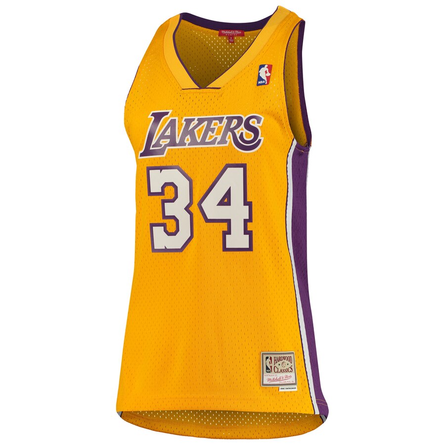 Alternative view of Shaquille O'neal Los Angeles Lakers Mitchell & Ness Women's 1999-00 Hardwood Classics Swingman Jersey - Gold